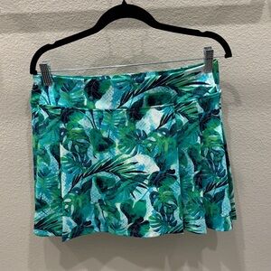 Tommy Bahama Teal & Green Tropical Pleated Mini Skirt